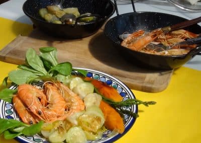 Gambas et courgettes