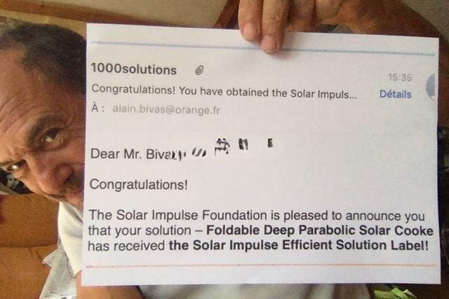 Le four solaire SUNplicity est fier de recevoir le label Solar Impulse Efficient Solution.